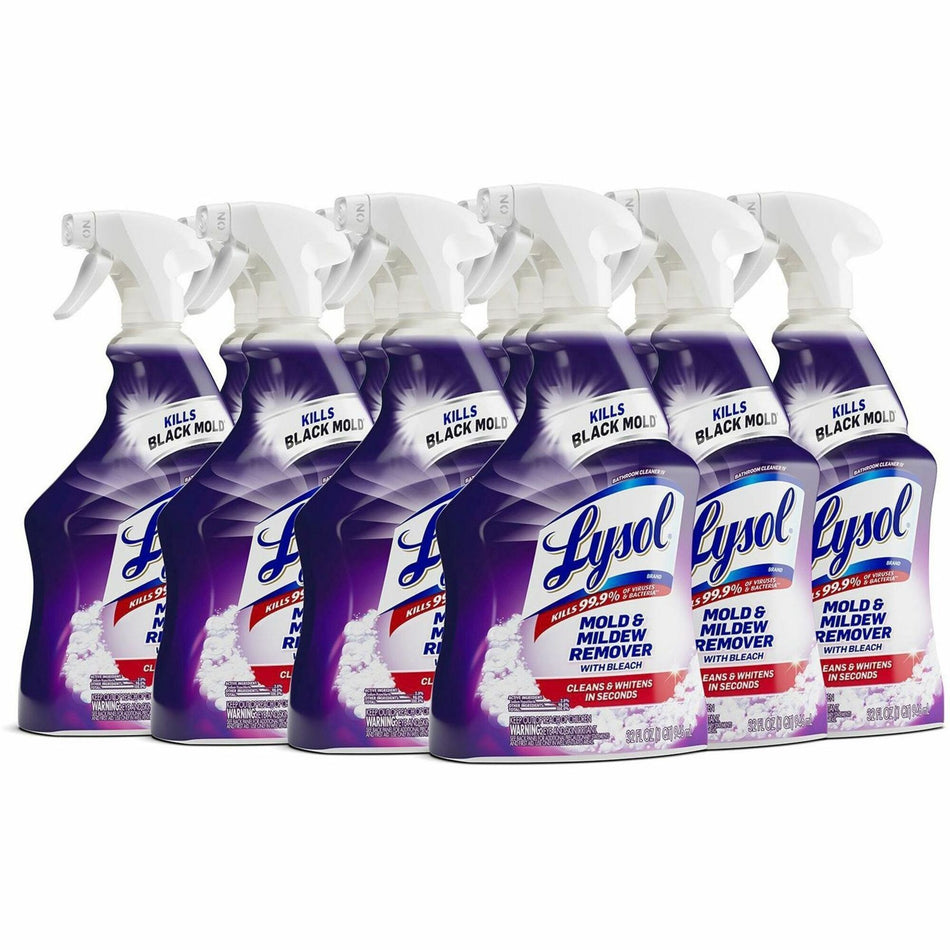 Lysol Mold/Mildew Remover - For Tile, Ceramic, Tub, Hard Surface, Nonporous Surface, Vinyl Curtains, Grout - 32 fl oz (1 quart) - Recommended For: Stain Remover, Soap Scum Remover - Disinfectant, Non-abrasive - White - 12 / Carton