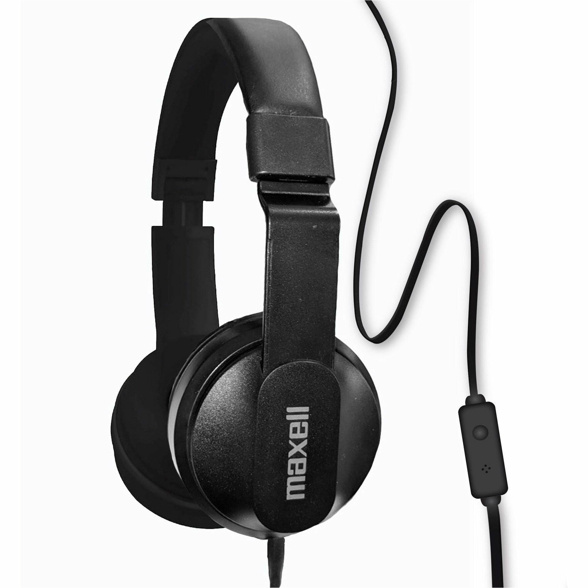 Maxell Solid2 Headphones w/ Mic - Stereo - Mini-phone (3.5mm) - Wired - Over-the-head, On-ear - Binaural - Circumaural - Black