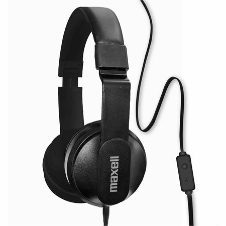 Maxell Solid2 Headphones w/ Mic - Stereo - Mini-phone (3.5mm) - Wired - Over-the-head, On-ear - Binaural - Circumaural - Black