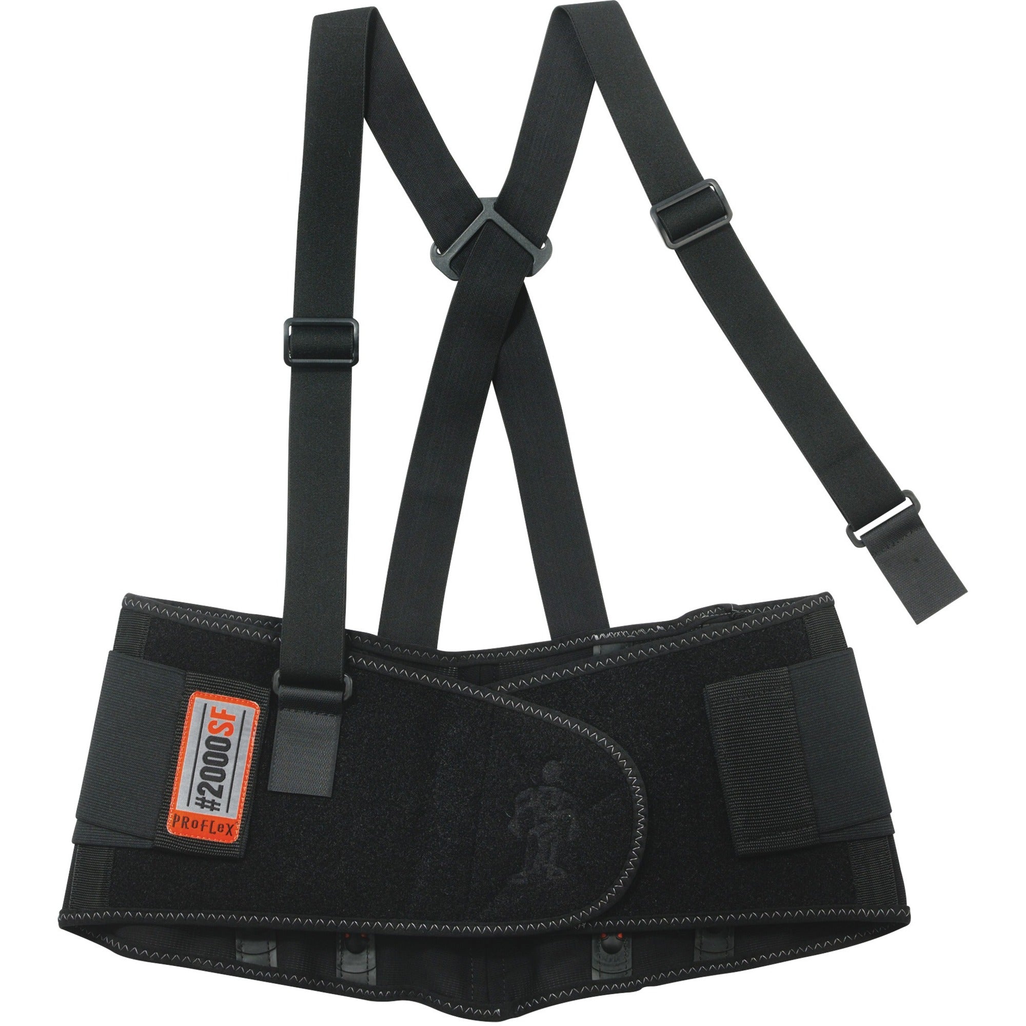 Ergodyne ProFlex High-performance Back Support - 34" to 38" Waist Size - Strap Mount - Black - 1 Each