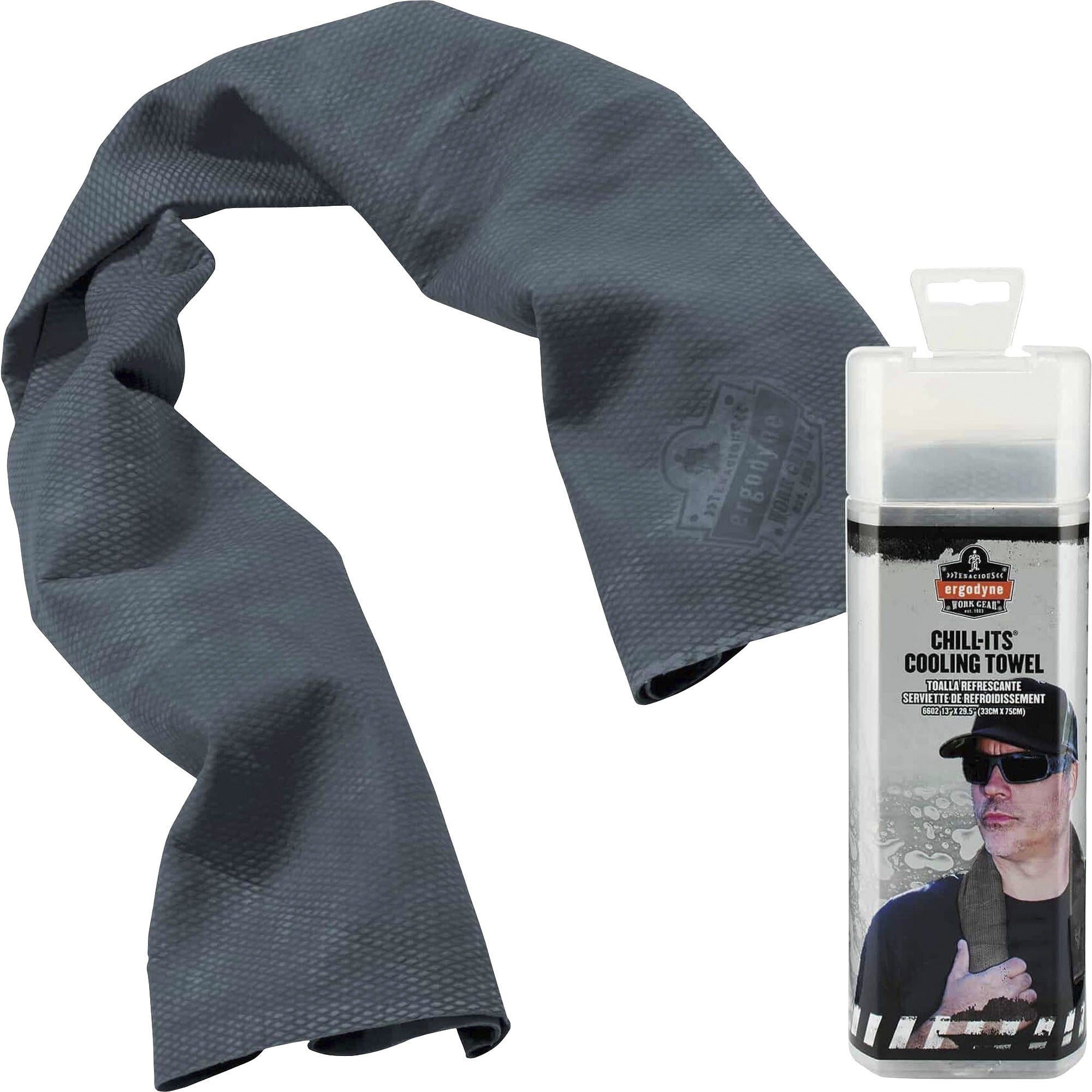 Ergodyne Evaporative Cooling Towel - Gray - 1 Each