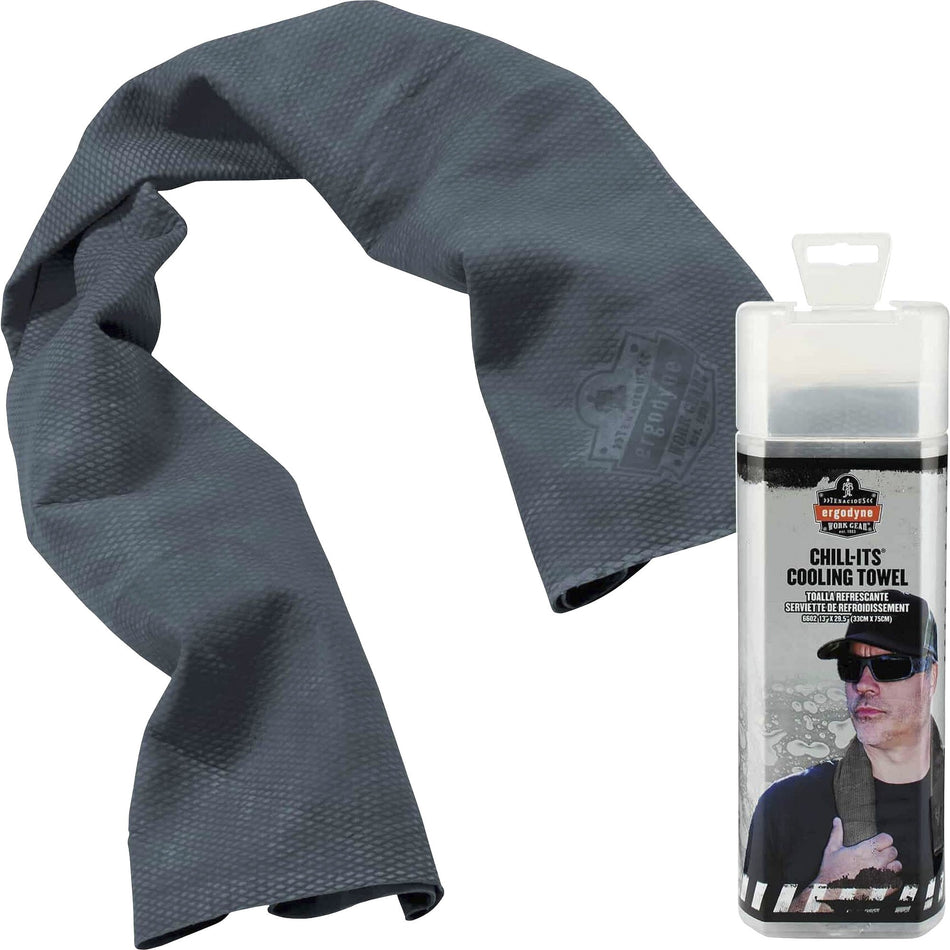 Ergodyne Evaporative Cooling Towel - Gray - 1 Each