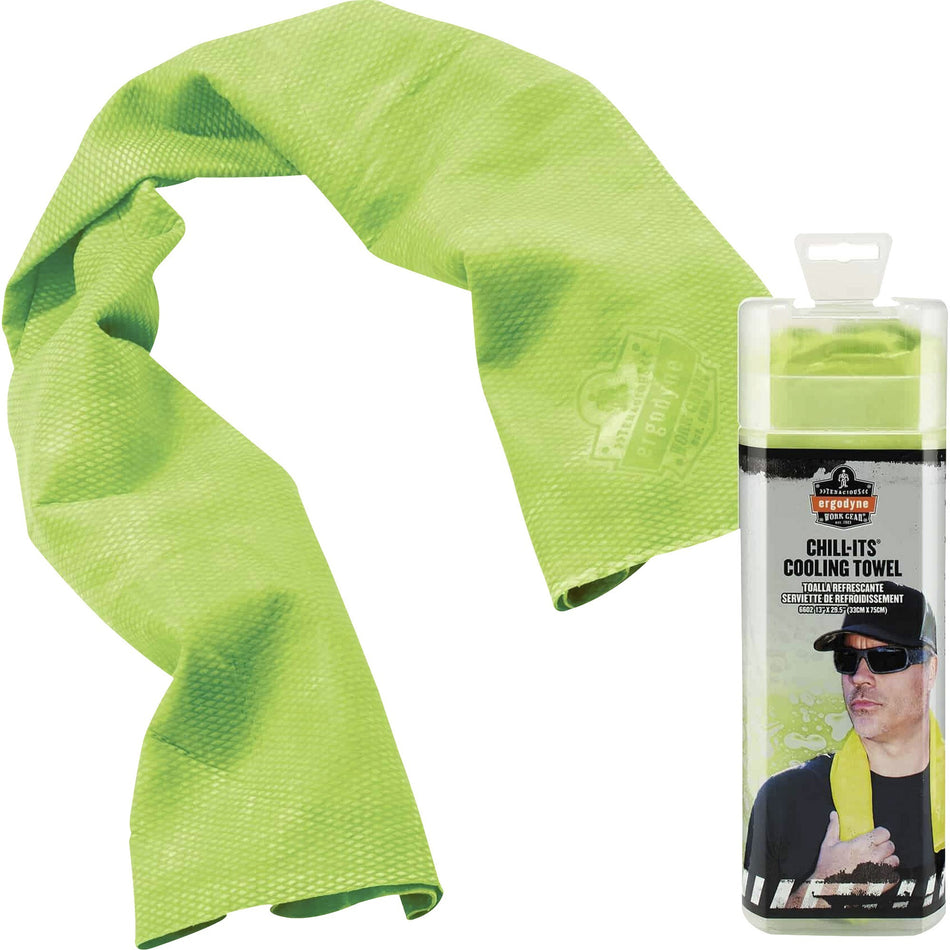 Ergodyne Evaporative Cooling Towel - High Visibility Lime - 1 Each