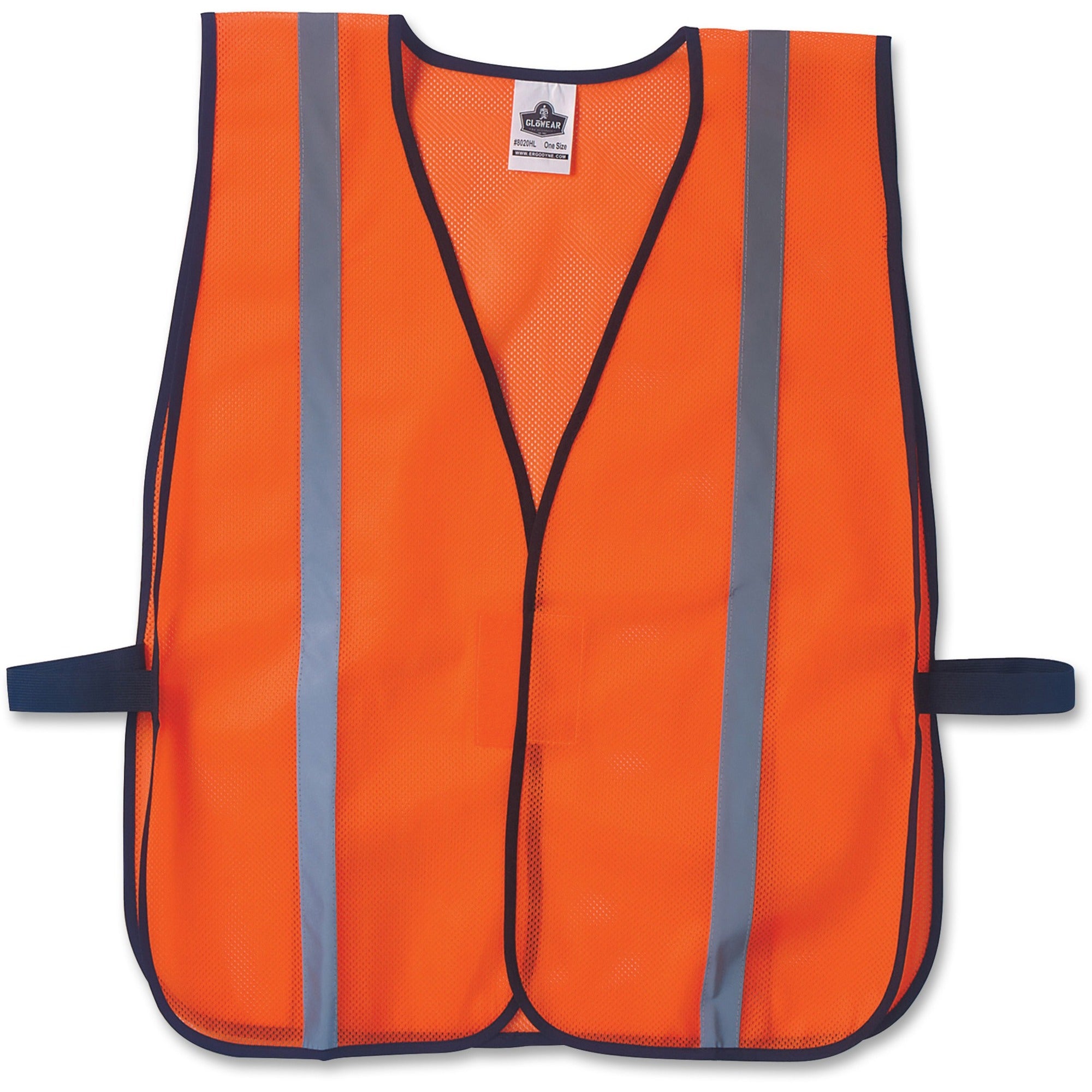Ergodyne Orange Standard Vest - Fabric - Orange - High Visibility, Comfortable, Machine Washable, Breathable, Hook & Loop Closure, Reflective - 1 Each