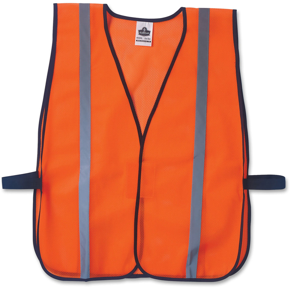 Ergodyne Orange Standard Vest - Fabric - Orange - High Visibility, Comfortable, Machine Washable, Breathable, Hook & Loop Closure, Reflective - 1 Each