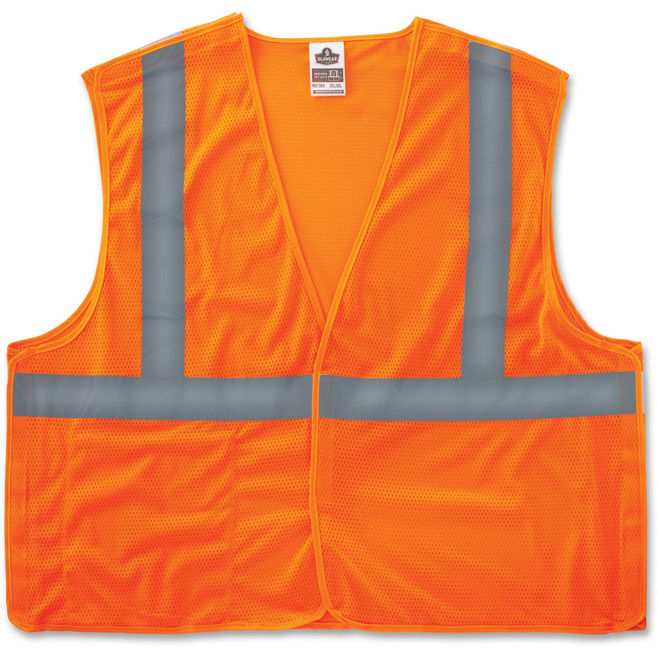Ergodyne Orange Econo Breakaway Vest - Large/Extra Large - Orange - Reflective, Machine Washable, Lightweight, Hook & Loop Closure, Pocket - 1 Each