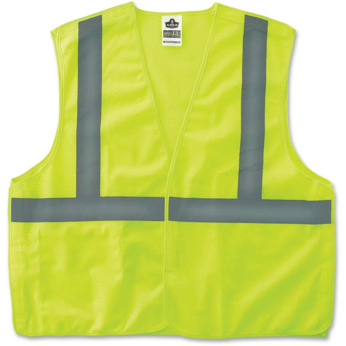 Ergodyne Lime Econo Breakaway Vest - 2-Xtra Large/3-Xtra Large - Lime - Reflective, Machine Washable, Lightweight, Hook & Loop Closure, Pocket - 1 Each