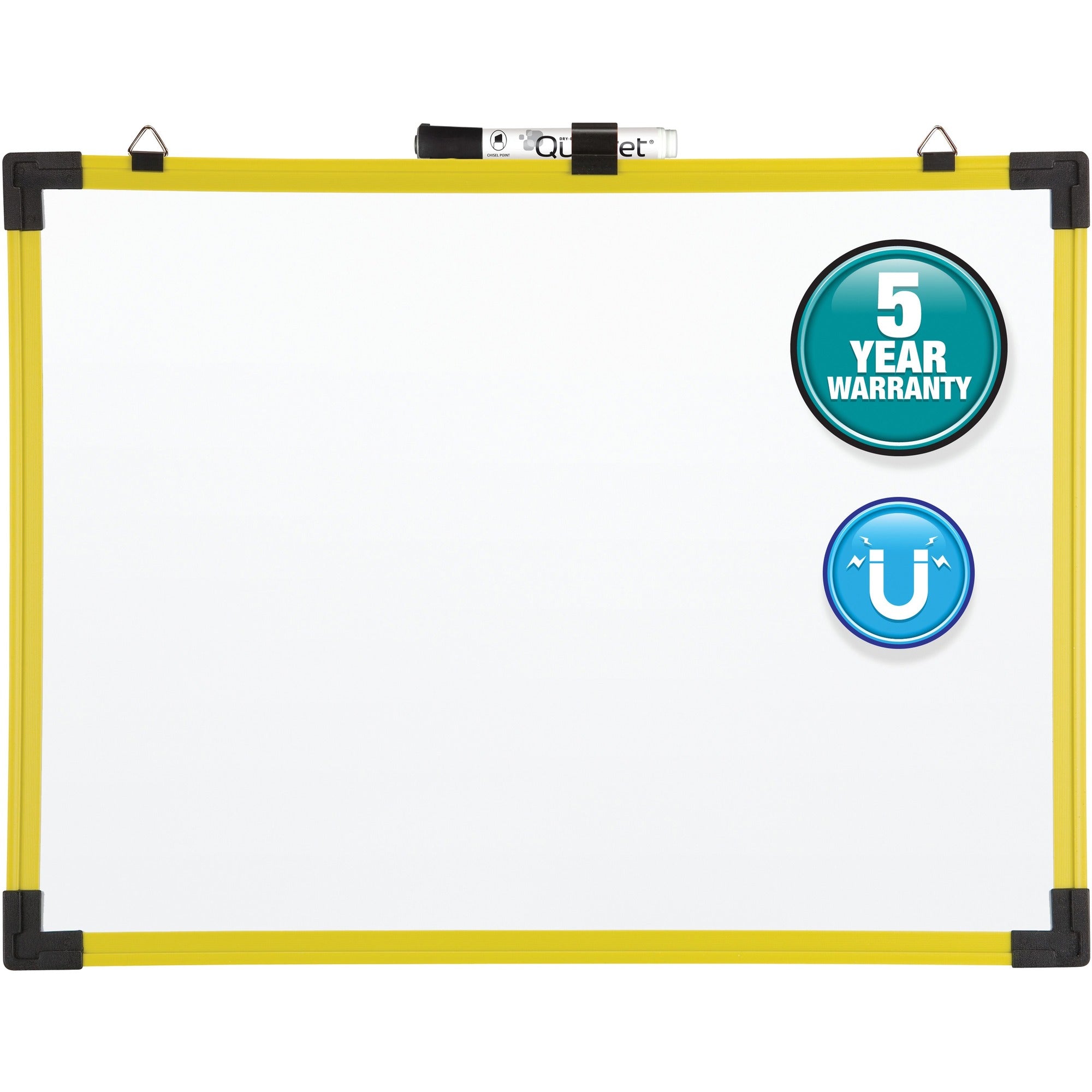 Quartet Industrial Magnetic Whiteboard - 72" (6 ft) Width x 48" (4 ft) Height - White Painted Steel Surface - Bright Yellow Aluminum Frame - Rectangle - Horizontal - Magnetic - 1 Each