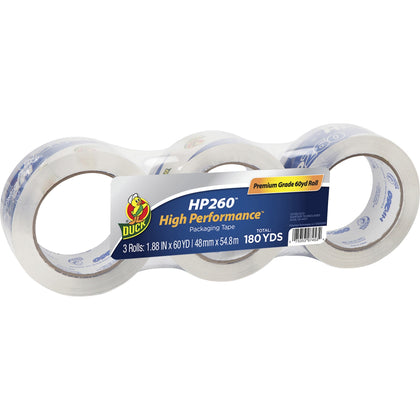 Duck HP260 Packaging Tape: Clear 60 yd x 1.88’’ 3.1 mil - Temperature & Tear Resistant - 3/Pack - Packing Tape