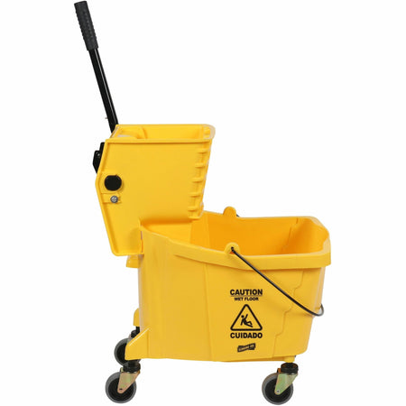 Genuine Joe 35-quart Side Press Mop Bucket & Wringer Combo - 8.75 gal - Caster - 21" x 16" x 14" - Yellow - 1 Each