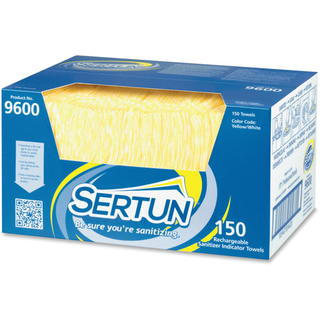 Sertun Rechargeable Sanitizer Indicator Towels - 18" Length x 13.50" Width - Rechargeable - Blue, Yellow - 150 / Carton
