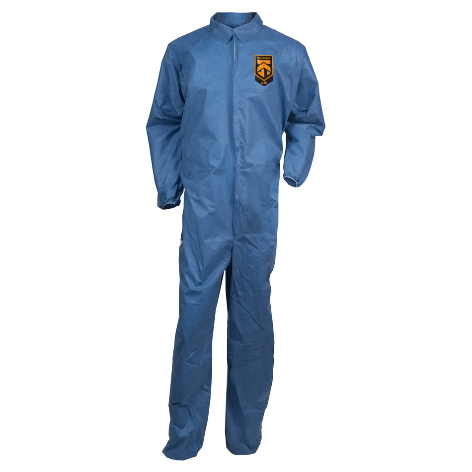 Kleenguard A20 Coveralls - Zipper Front, Elastic Back, Wrists & Ankles - 3-Xtra Large - Flying Particle, Contaminant, Dust Protection - Blue - Zipper Front, Elastic Wrist & Ankle, Breathable, Comfortable - 20 / Carton