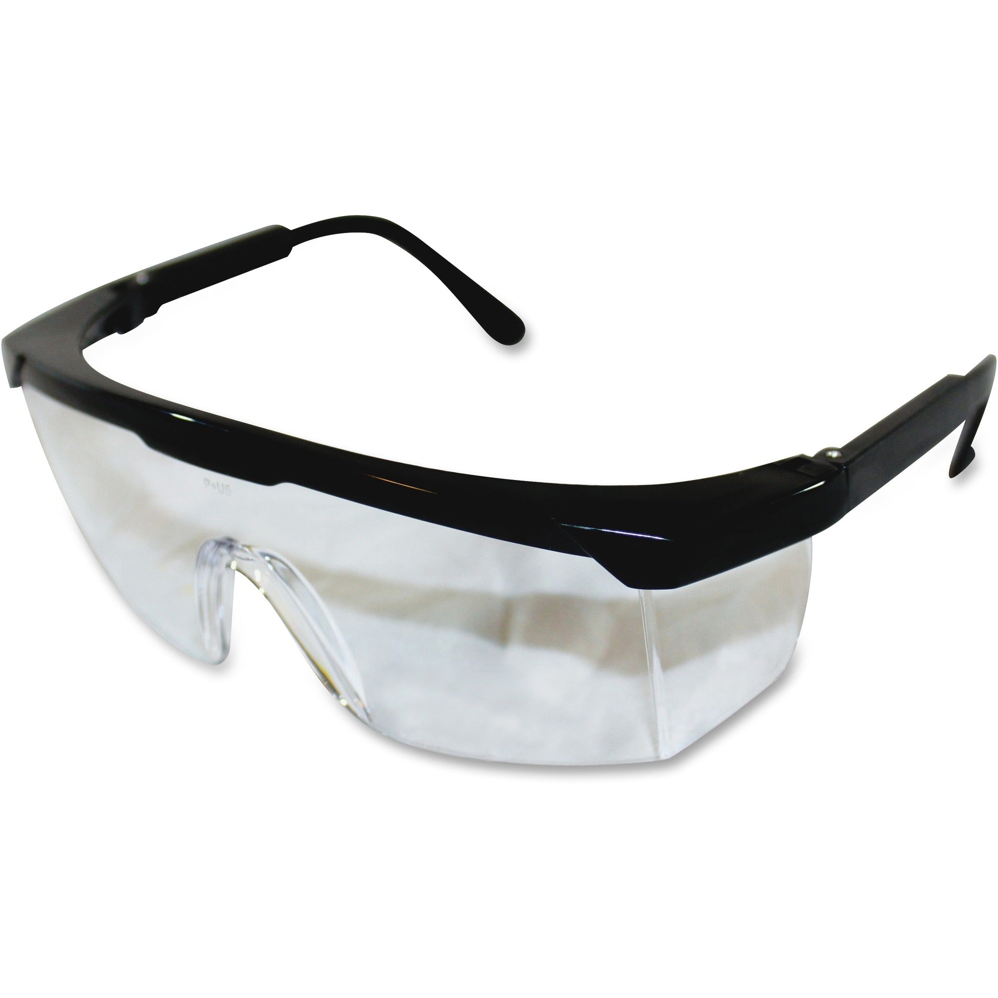 ProGuard Classic 801 Single Lens Safety Eyewear - Universal - Ultraviolet, Impact Protection - Polycarbonate - Black, Clear - Black Frame - Scratch Resistant, Adjustable Temple, High Visibility, Wraparound Lens, Comfortable, High Visibility - 12 / Box