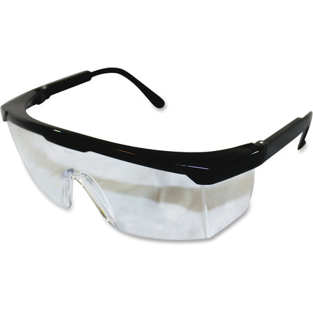 ProGuard Classic 801 Single Lens Safety Eyewear - Universal - Ultraviolet, Impact Protection - Polycarbonate - Black, Clear - Black Frame - Scratch Resistant, Adjustable Temple, High Visibility, Wraparound Lens, Comfortable, High Visibility - 12 / Box