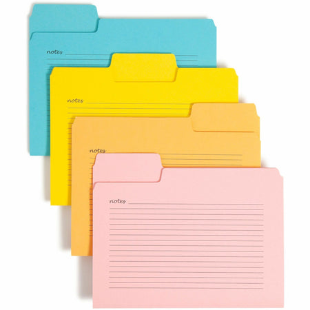 Smead SuperTab 1/3 Tab Cut Letter Recycled Top Tab File Folder - 8 1/2" x 11" - Top Tab Location - Assorted Tab Position - 11 pt. - 1 Plys - Pink, Yellow, Goldenrod, Aqua - Labeling Area, Sturdy, Durable - 10% Recycled - 12 / Pack