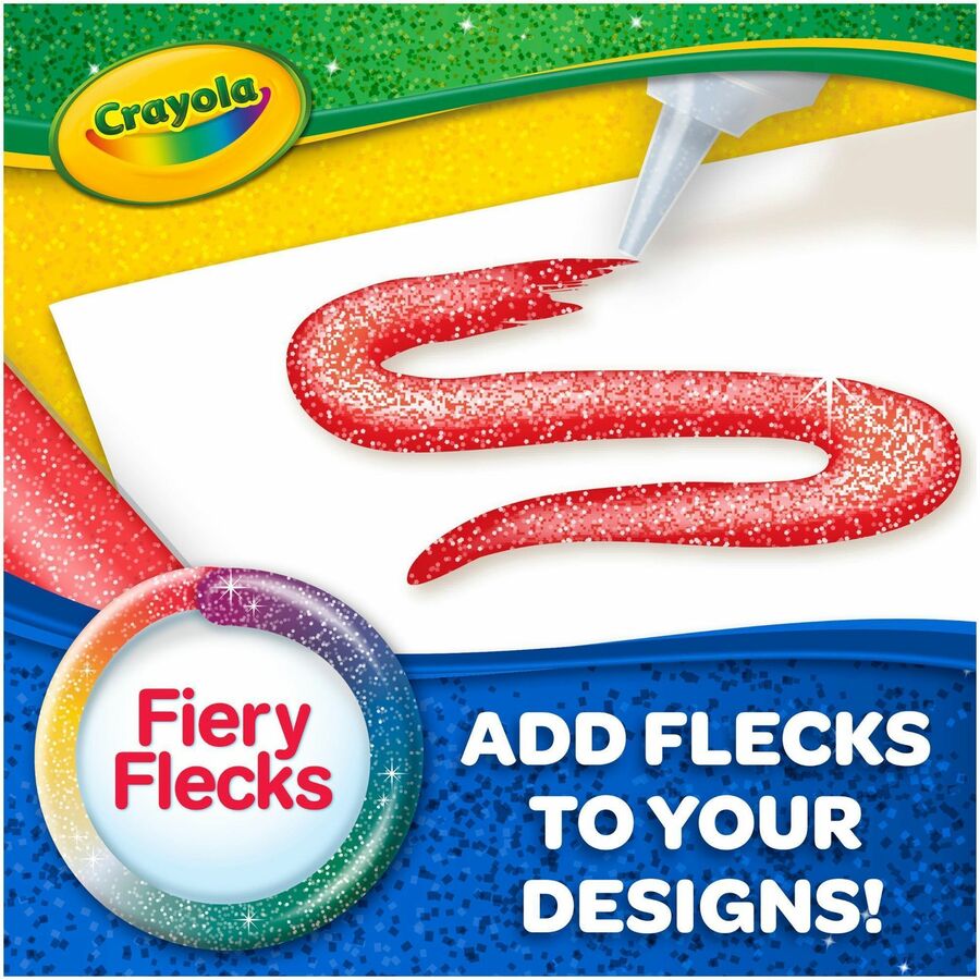 Crayola Washable Glitter Glue - Home Project, ClassRoom Project, Art, Decoration - Recommended For 3 Year - Blue, Green, Jade Green, Natural, Silver, Gold, Multi, Red, Purple - 9 / Pack