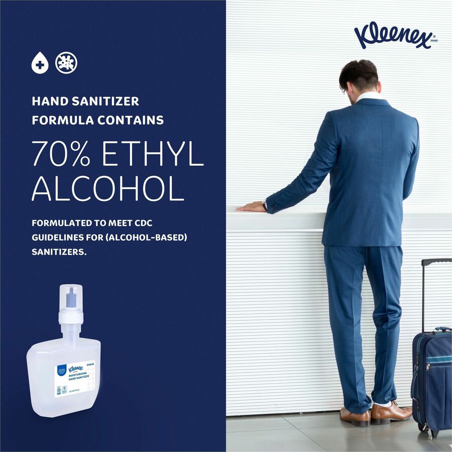 Kleenex® Ultra Hand Sanitizer Foam - 1.27 quart - Bacteria Remover - Hand, Skin - Moisturizing - Clear - Dye-free, Quick Drying, Non-sticky, Fragrance-free - 2 / Carton