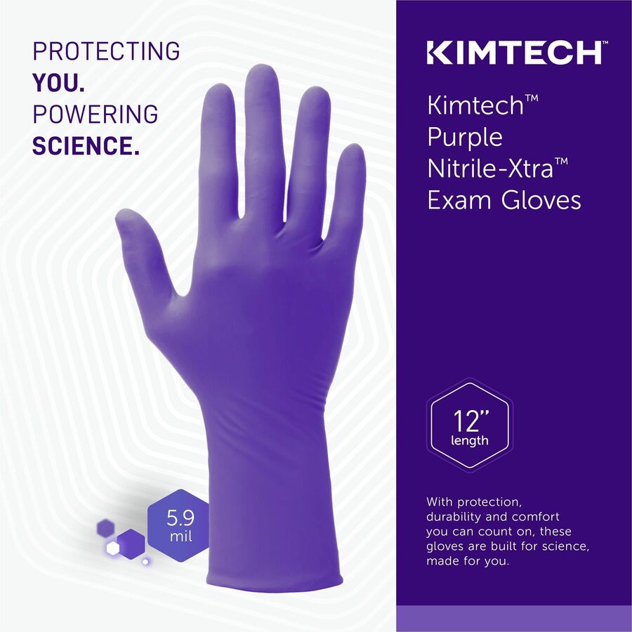 KIMTECH Purple Nitrile Exam Gloves - 12" - 6 mil Thickness - Small Size - Purple - Tear Resistant, Durable, Textured Fingertip, Latex-free - For Chemotherapy - 50/Box - 10 / Carton