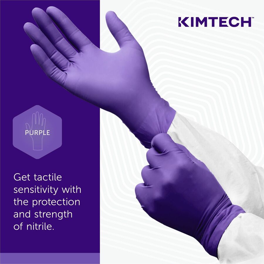 KIMTECH Purple Nitrile Exam Gloves - 12" - 6 mil Thickness - Small Size - Purple - Tear Resistant, Durable, Textured Fingertip, Latex-free - For Chemotherapy - 50/Box - 10 / Carton