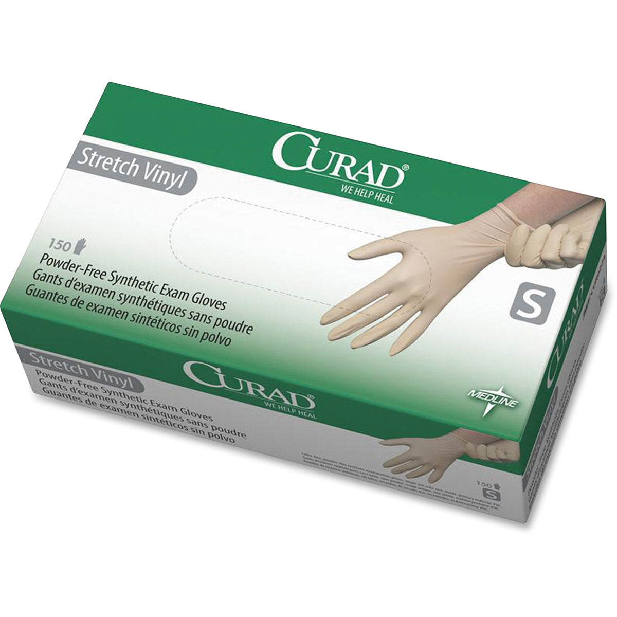 Medline Stretch Vinyl Exam Gloves - Small Size Cream - Latex-free Non-sterile - 150/Box