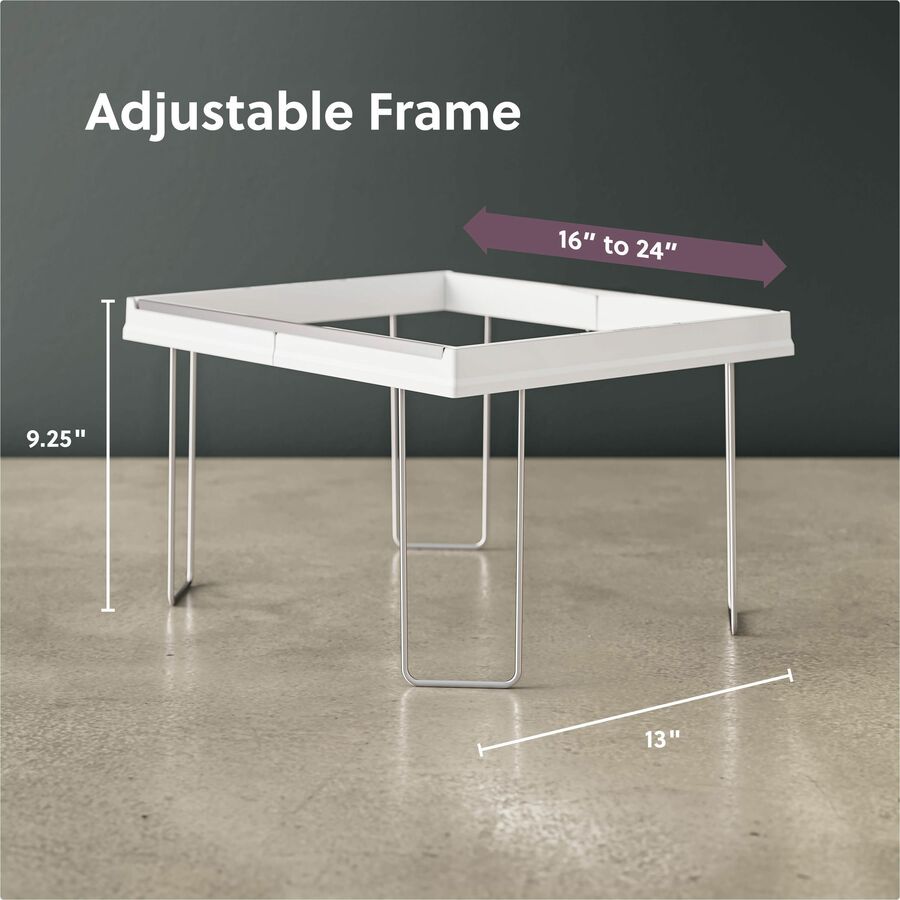 Smead Heavy-Duty Adjustable Hanging Folder Frame - Letter - 16" to 24" Long - Steel, Plastic - White - 1 / Box