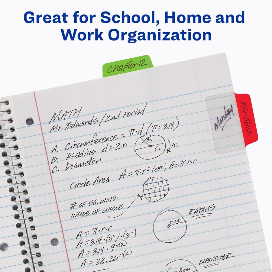 Avery®  2" Multi-use Ultra Tabs - 24 Tab(s) - 1.50" Tab Height x 2" Tab Width - Red Film, Clear Paper, Blue, Green Tab(s) - 24 / Pack