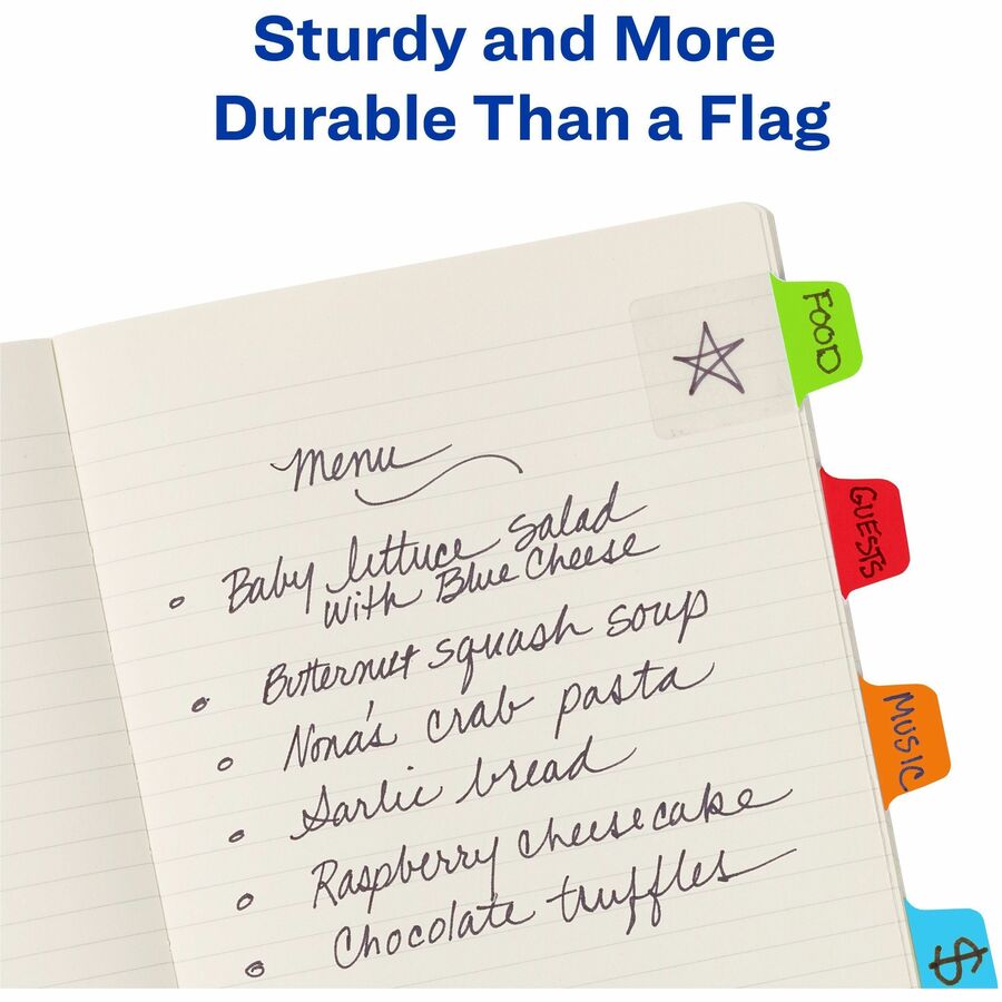 Avery®  Mini Ultra Tabs - 80 Tab(s) - 1.50" Tab Height x 1" Tab Width - Red Film, Clear Paper, Blue, Orange, Green Tab(s) - 80 / Pack