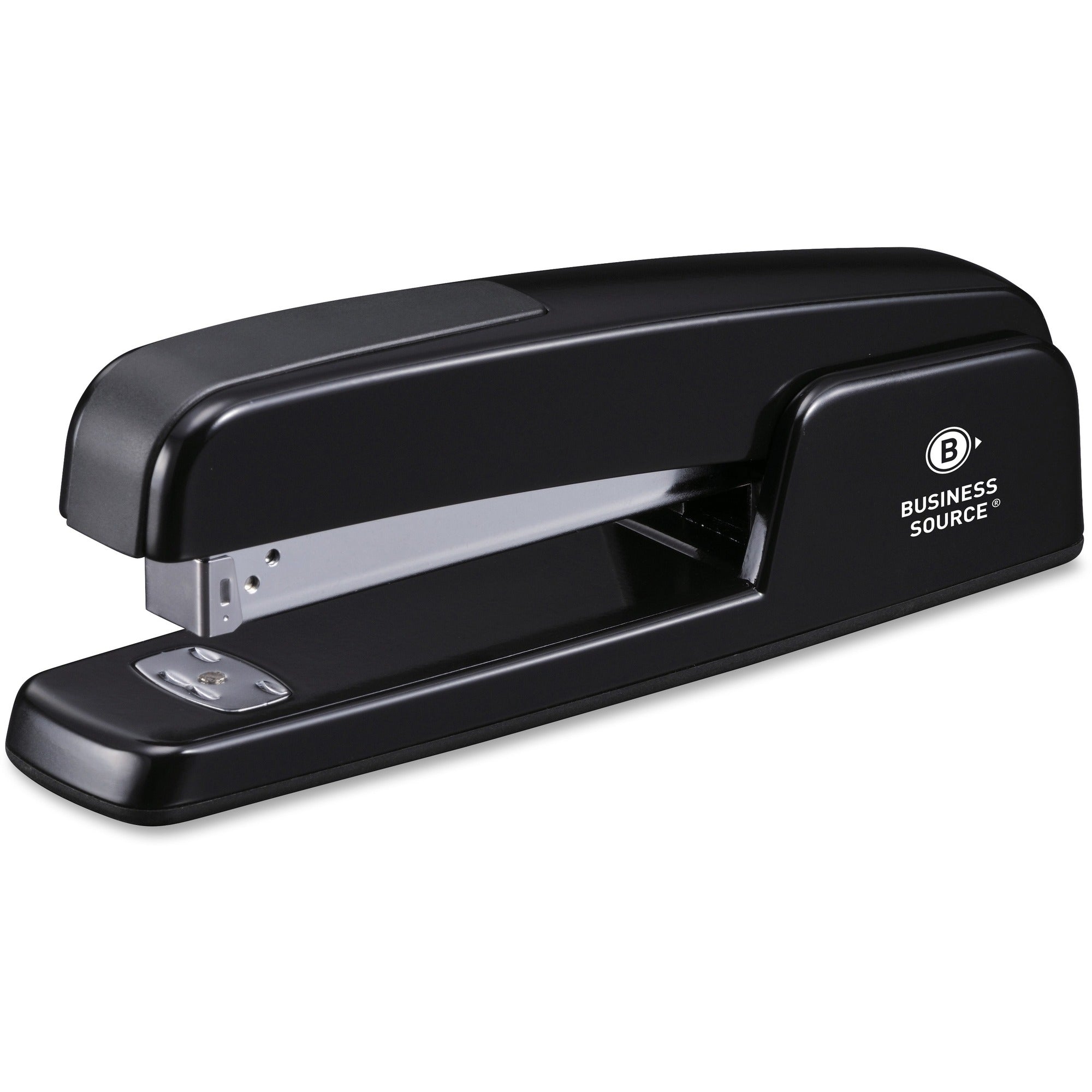 Business Source Die-cast Stapler - Staples Upto 20 Sheet - Holds Upto 210 Staple - Full Strip - Top Loading - Black - Die-cast - 1 Each