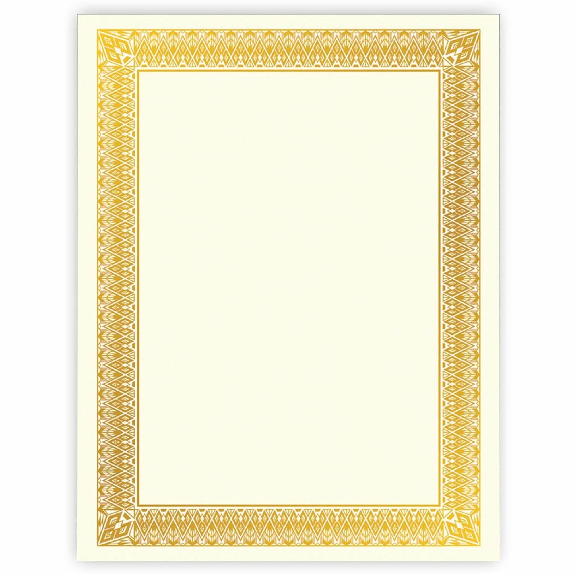 Geographics Gold Foil Certificate - - LengthLaser, Inkjet Compatible - Gold with Gold Border - 15 / Pack