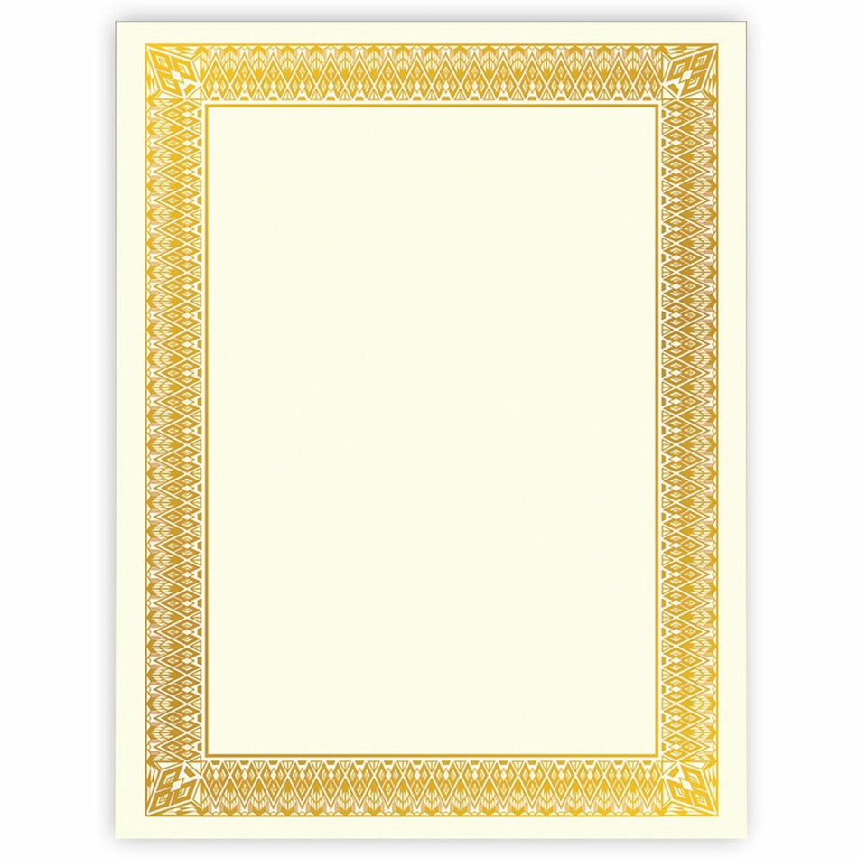 Geographics Gold Foil Certificate - - LengthLaser, Inkjet Compatible - Gold with Gold Border - 15 / Pack