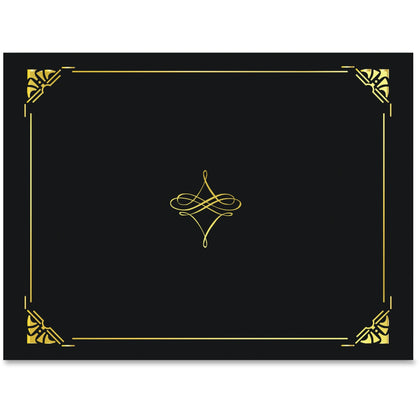 Geographics Recycled Certificate Holder - 8.5’’ x 11’’ - Black/Gold - 30% - 5/Pack - Certificates & Seals
