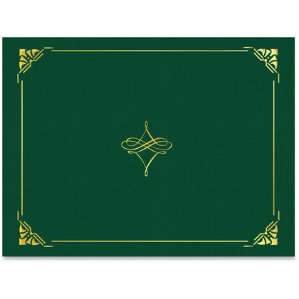 Geographics Recycled Certificate Holder - Hunter Green/Gold - 8.5’’ x 11’’ - 5/Pack - Certificates & Seals