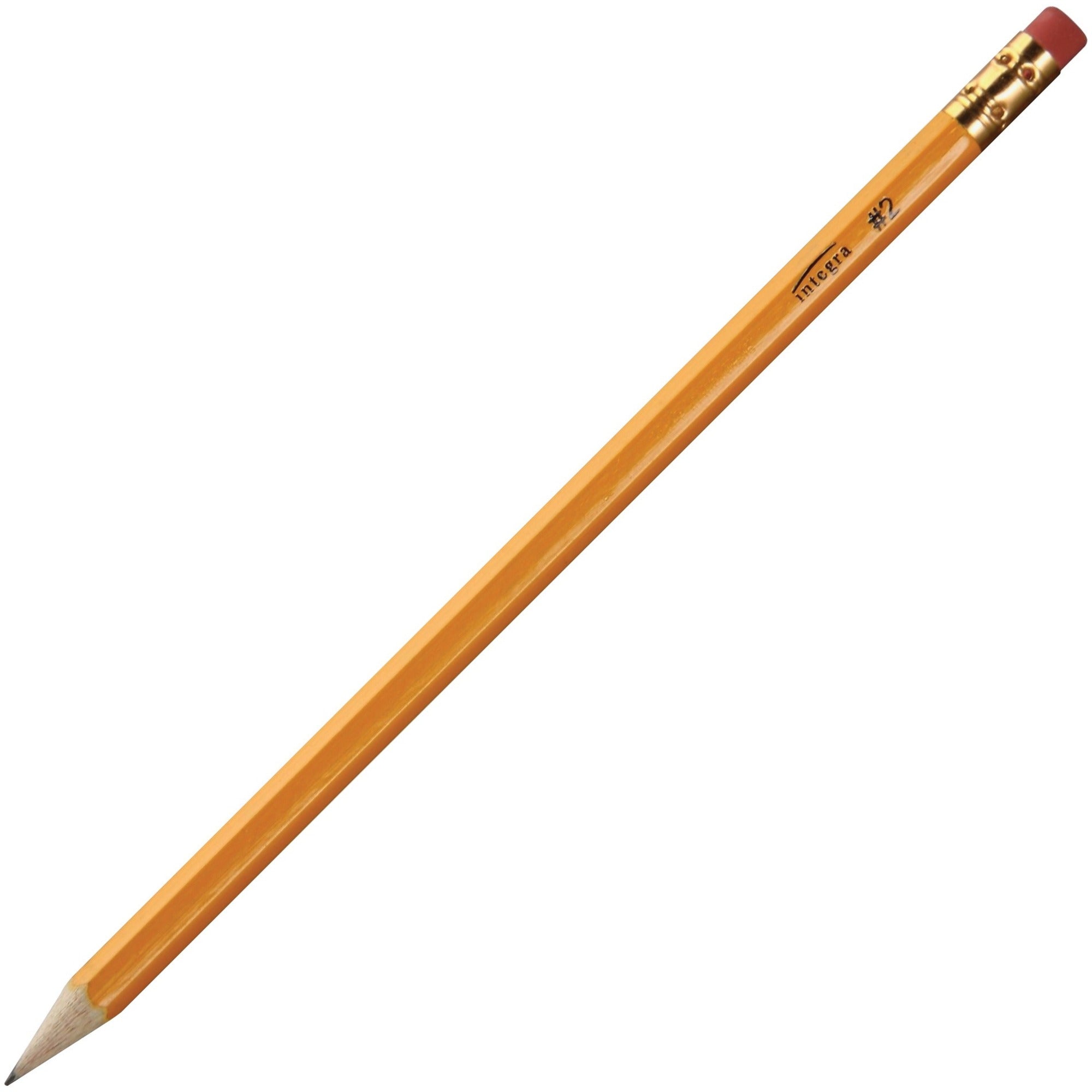 Integra Presharpened No. 2 Pencils - #2 - Yellow Barrel - 1 Dozen