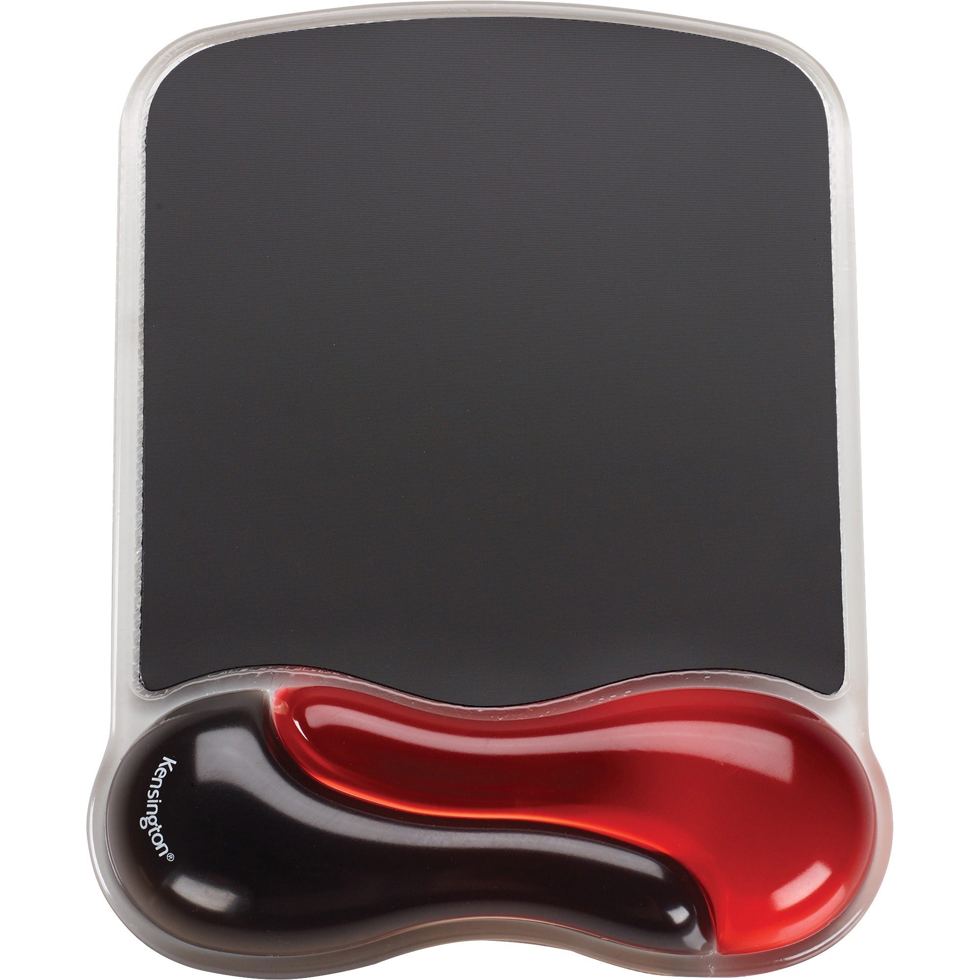 Kensington Duo Gel Wave Mouse Pad Wrist Pillow - 1" Height x 7.25" Width x 9.50" Depth - Red, Black - Gel - Slip Resistant - 1 Each
