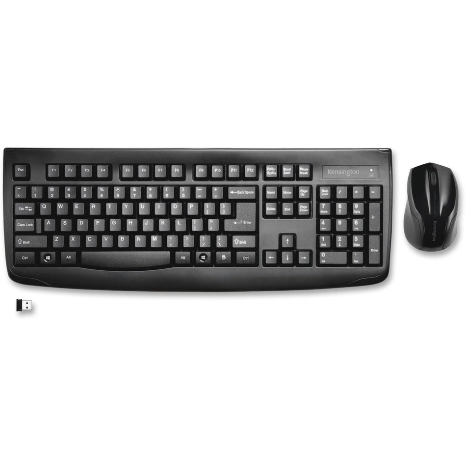 Kensington Pro Fit Wireless Desktop Set - USB Wireless Bluetooth - Black - USB Wireless Bluetooth - Laser - 1000 dpi - Scroll Wheel - QWERTY - Black - Symmetrical - AA, AAA - Compatible with Computer, Notebook - 1 Each