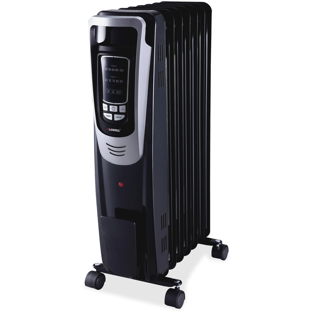 Lorell LED Display Mobile Radiator Heater - Electric - 600 W to 1500 W - 3 x Heat Settings - 150 Sq. ft. Coverage Area - 1500 W - Black