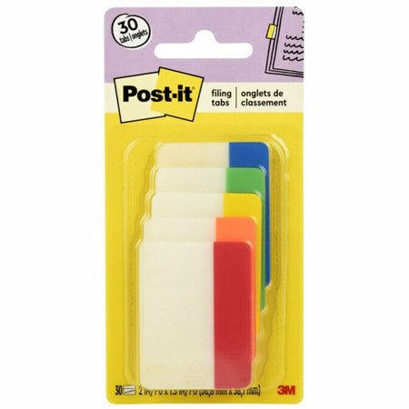 Post-it®  Tabs - Write-on Tab(s) - 2" Tab Width - Red, Orange, Yellow, Green, Blue Tab(s) - Removable, Durable, Repositionable, Customizable, Writable, Wear Resistant, Tear Resistant - 30 / Pack