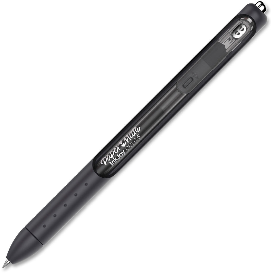 Paper Mate InkJoy Gel Pen - 0.5 mm Pen Point - Retractable - Black Ink - Gel-based - Black Barrel - 1 Dozen