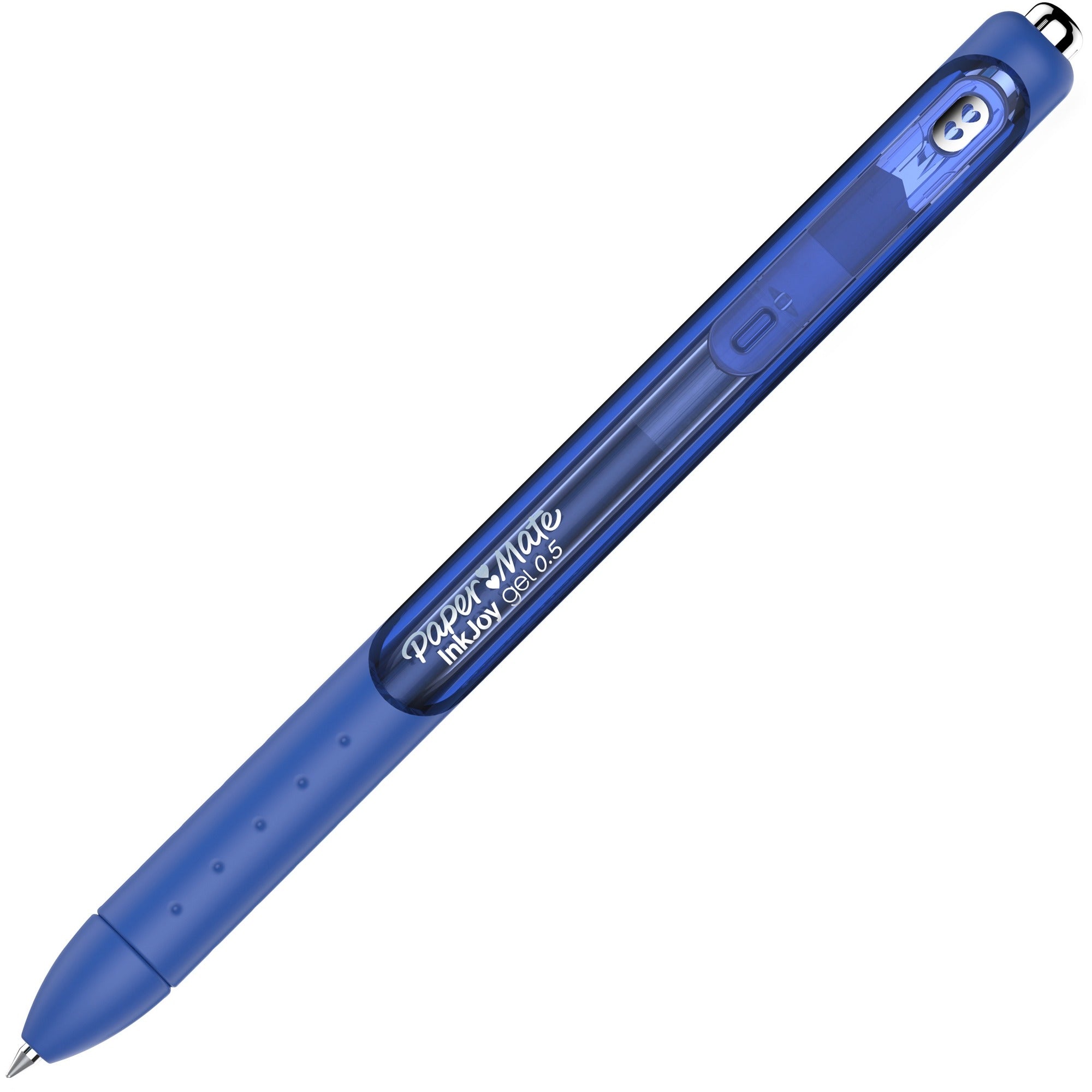Paper Mate InkJoy Gel Pen - 0.5 mm Pen Point - Retractable - Blue Ink - Gel-based - Blue Barrel - 1 Dozen
