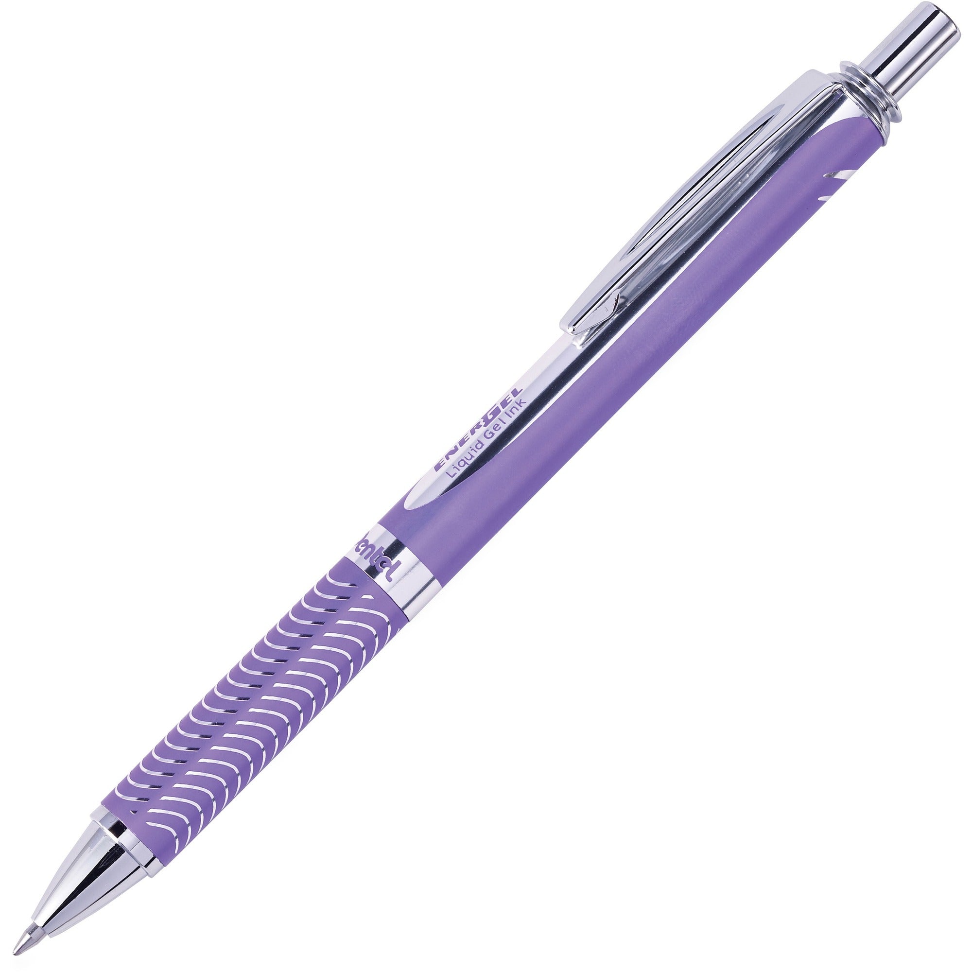 EnerGel EnerGel Alloy Retractable Gel Pens - 0.7 mm Medium Pen Point - Refillable - Retractable - Black Ink - Gel-based - Violet Metal Barrel - Stainless Steel Tip - 1 Each