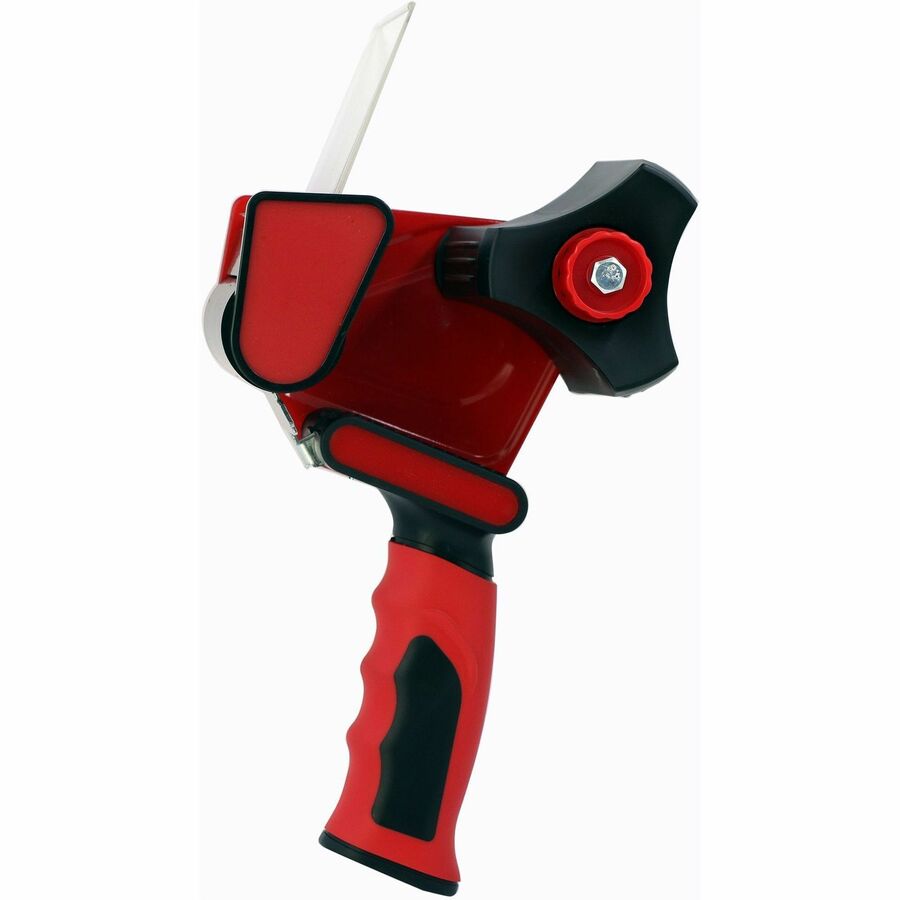 Sparco 3" Packaging Tape Dispenser - 3" Core - Ergonomic Design, Adjustable Tension Mechanism, Durable - Red, Black - 1 Each