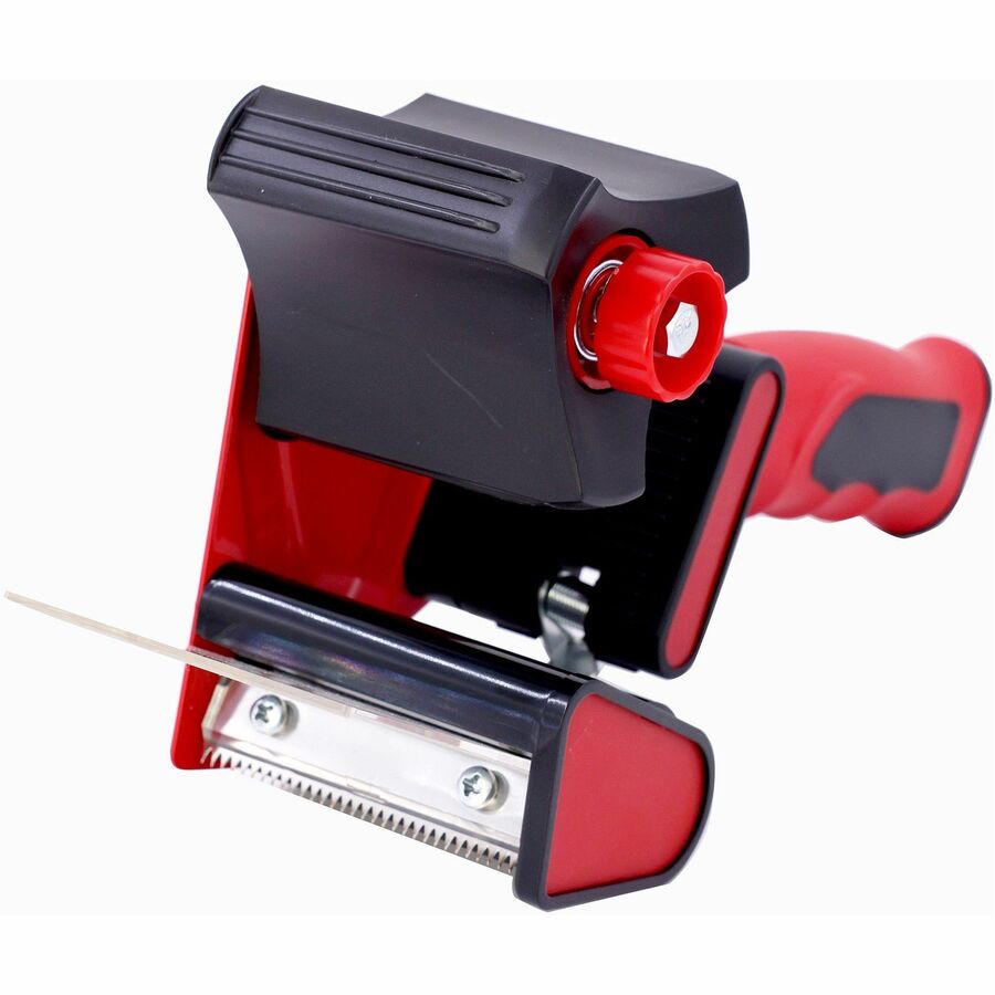 Sparco 3" Packaging Tape Dispenser - 3" Core - Ergonomic Design, Adjustable Tension Mechanism, Durable - Red, Black - 1 Each