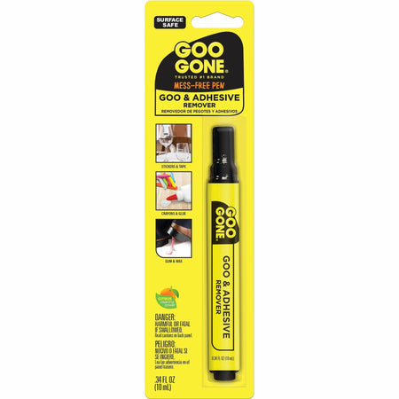 Goo Gone Mess-free Pen - For Multipurpose - 0.34 fl oz - Spill Proof, Unbreakable, Compact, Mess-free, Long Lasting - Black, Orange - 1 Each