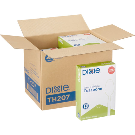 Dixie Heavyweight Disposable Teaspoons Grab-N-Go by GP Pro - Teaspoon - 1000 x Teaspoon - White - 100/Box - 10 / Carton