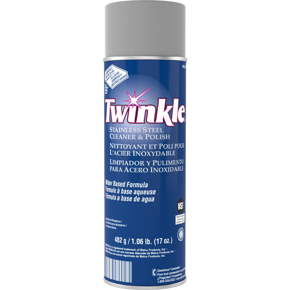 Twinkle Stainless Steel Cleaner/Polish - For Multi Surface, Multipurpose - Ready-To-Use - Aerosol - 17 oz (1.06 lb) - Characteristic Scent - Residue-free, Film-free, CFC-free - White - 1 Each