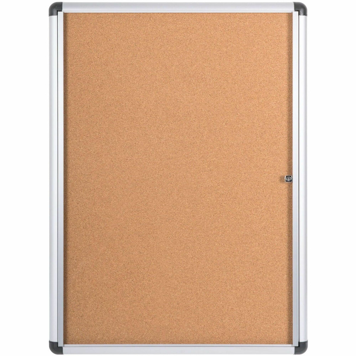 MasterVision SlimeLine Magnetic Enclosed Board - 36.60" Board Height x 26.40" Board Width x 0.70" Board Depth - Natural Cork Surface - Magnetic, Resilient, Locking Door, Self-healing - Anodized Aluminum Frame - 38" Height x 28" Width - 1 Each