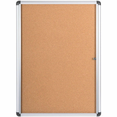 MasterVision SlimeLine Magnetic Enclosed Board - 36.60" Board Height x 26.40" Board Width x 0.70" Board Depth - Natural Cork Surface - Magnetic, Resilient, Locking Door, Self-healing - Anodized Aluminum Frame - 38" Height x 28" Width - 1 Each