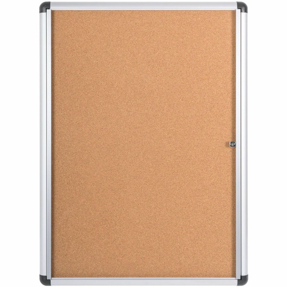 MasterVision SlimeLine Magnetic Enclosed Board - 36.60" Board Height x 26.40" Board Width x 0.70" Board Depth - Natural Cork Surface - Magnetic, Resilient, Locking Door, Self-healing - Anodized Aluminum Frame - 38" Height x 28" Width - 1 Each