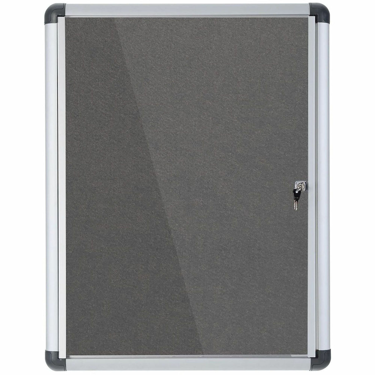 MasterVision SlimLine Magnetic Gray Fabric Enclosed Board - 36.60" Board Height x 26.40" Board Width x 0.70" Board Depth - Gray Fabric Surface - Magnetic, Lock, Reinforced Corners - Anodized Aluminum Frame - 28" Width - 1 Each