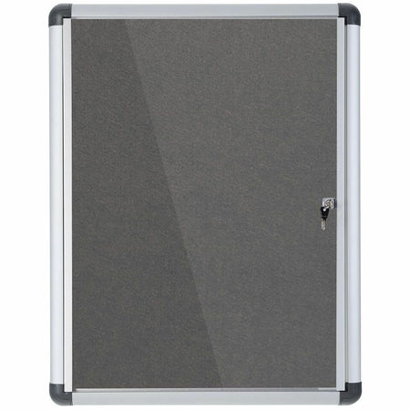 MasterVision SlimLine Magnetic Gray Fabric Enclosed Board - 36.60" Board Height x 26.40" Board Width x 0.70" Board Depth - Gray Fabric Surface - Magnetic, Lock, Reinforced Corners - Anodized Aluminum Frame - 28" Width - 1 Each